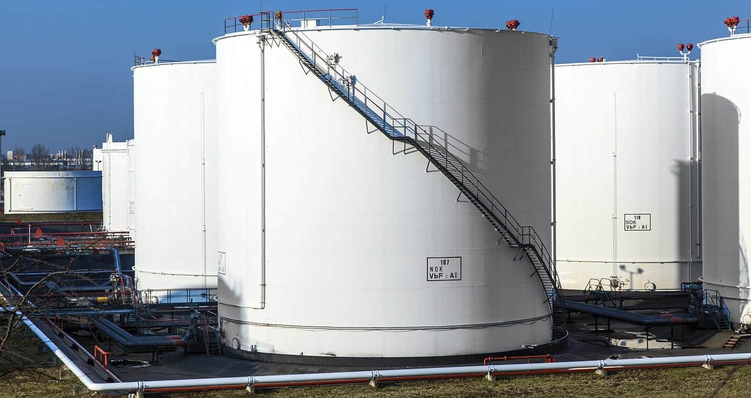 Oil tank in a tank farm